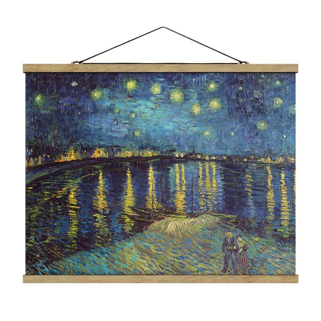 Stoffbild mit Posterleisten - Vincent van Gogh - Sternennacht über der Rhône - Querformat 4:3