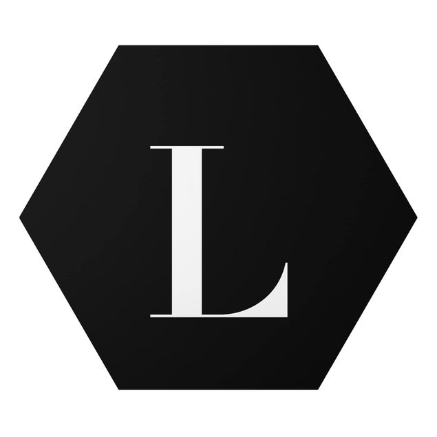 Hexagon Bild Alu-Dibond - Buchstabe Serif Schwarz L