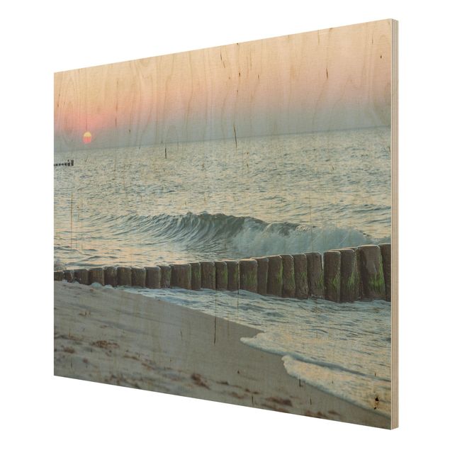 Holzbild - Sonnenuntergang am Meer - Querformat 3:4