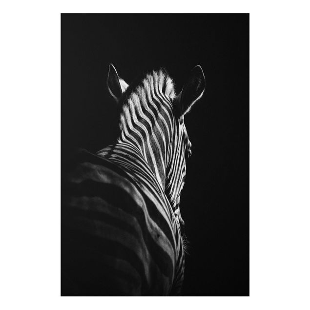 Forex Fine Art Print - Dunkle Zebra Silhouette - Hochformat 3:2