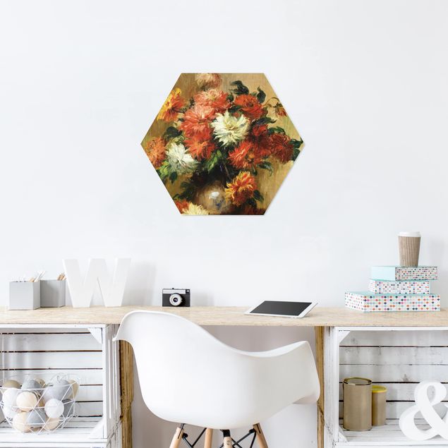 Hexagon Bild Forex - Auguste Renoir - Stilleben mit Dahlien