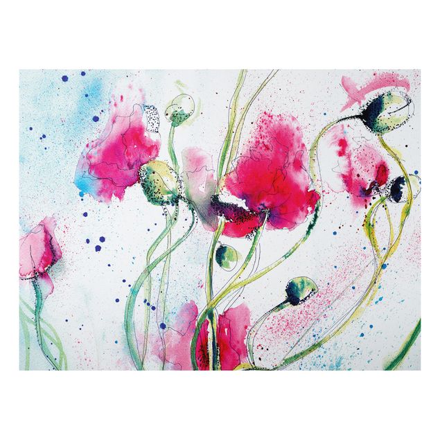 Alu-Dibond Bild - Painted Poppies