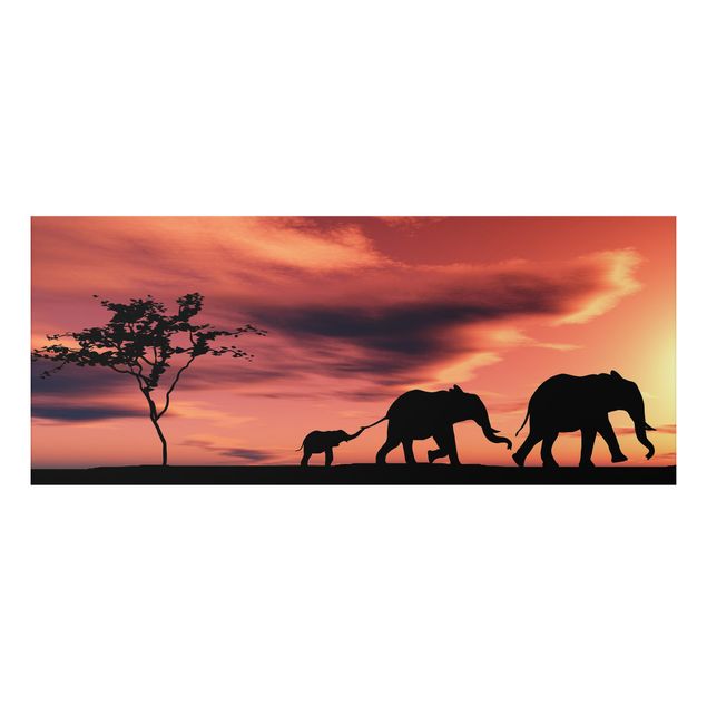 Alu-Dibond Bild - Savannah Elefant Family