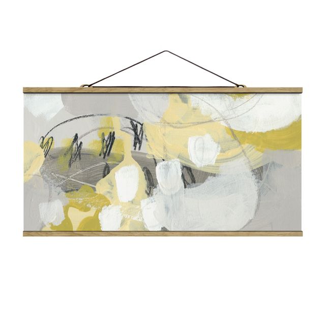 Stoffbild mit Posterleisten - Zitronen im Nebel I - Querformat 2:1