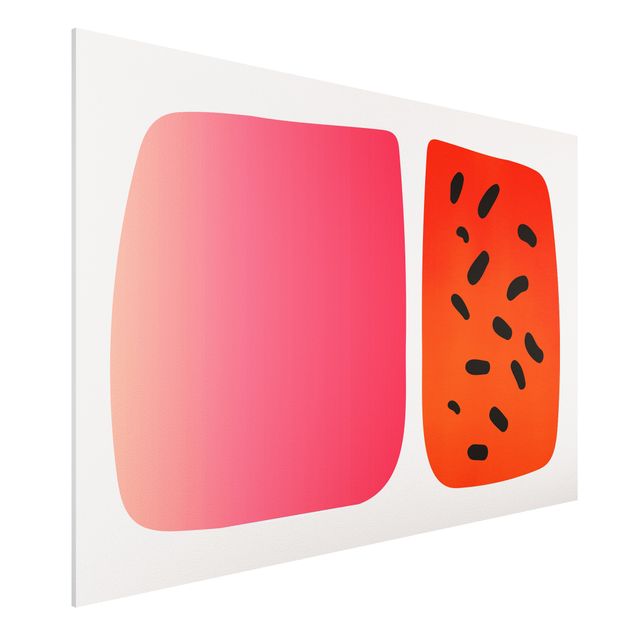Forex Fine Art Print - Abstrakte Formen - Melone und Rosa - Querformat 2:3