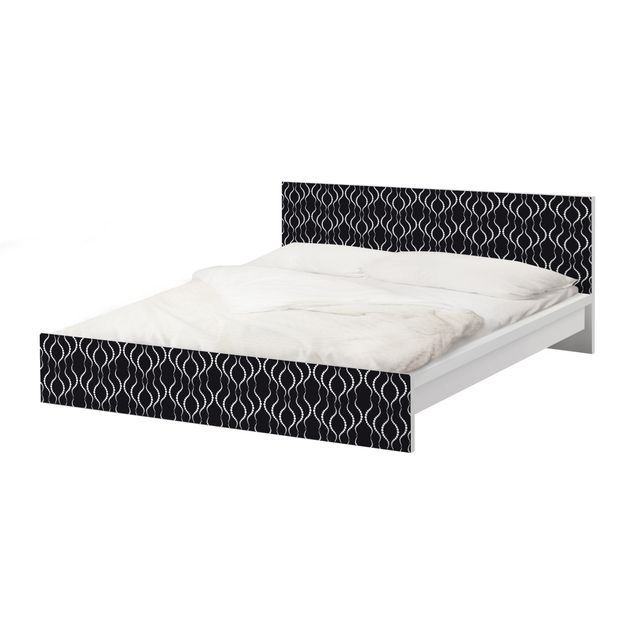 Möbelfolie für IKEA Malm Bett niedrig 160x200cm - Klebefolie Punktmuster in Schwarz