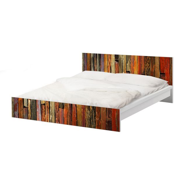 Möbelfolie für IKEA Malm Bett niedrig 180x200cm - Klebefolie Bretterstapel