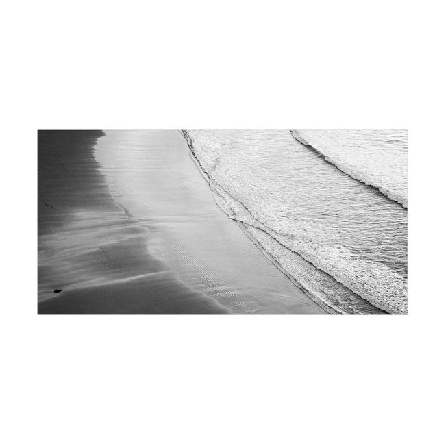 Teppich Natur Leichter Wellengang am Strand Schwarz Weiß