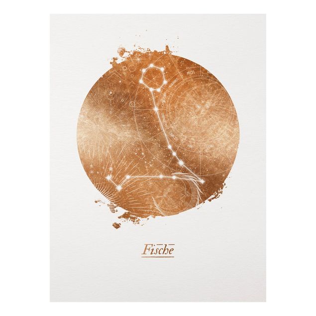 Forex Fine Art Print - Sternzeichen Fische Gold - Hochformat 4:3