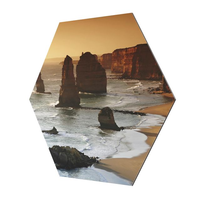 Hexagon Bild Alu-Dibond - Die zwölf Apostel von Australien