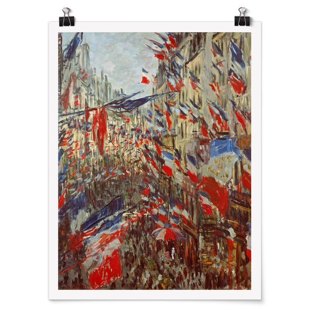 Poster - Claude Monet - Straße im Flaggenschmuck - Hochformat 3:4