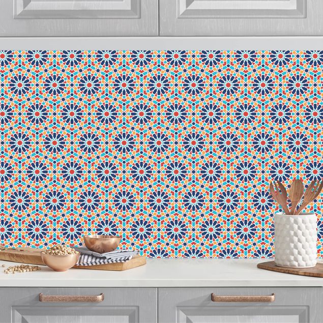 Küchenrückwand - Orientalisches Muster mit bunten Sternen