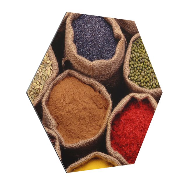 Hexagon Bild Alu-Dibond - Colourful Spices