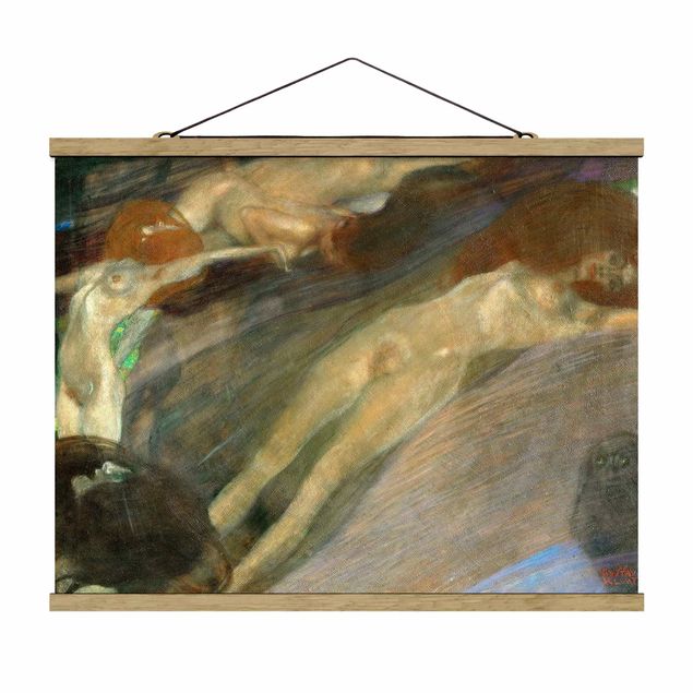 Stoffbild mit Posterleisten - Gustav Klimt - Bewegtes Wasser - Querformat 4:3