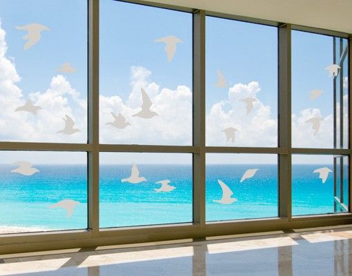 Fensterfolie - Fenstertattoo - Fensterdeko - No.61 Vogelschwarm - Fensterbilder Frühling