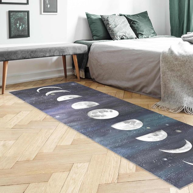 Moderne Teppiche Mondphasen in Aquarell