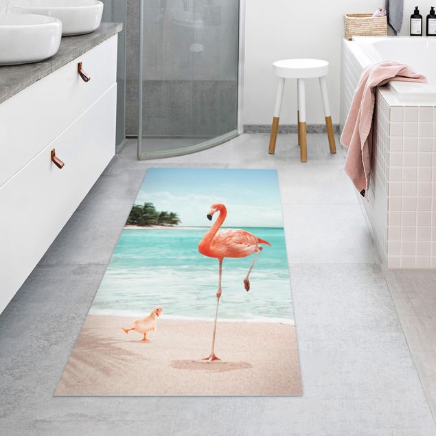 Outdoor Teppich Strand mit Flamingo