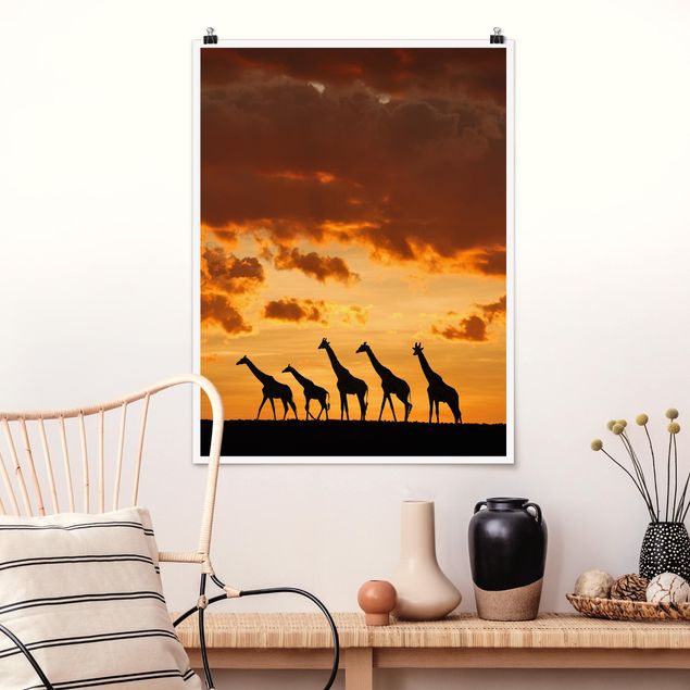 Poster - Fünf Giraffen - Hochformat 3:4