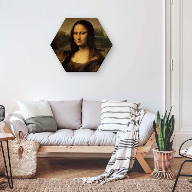 Hexagon Bild Holz - Leonardo da Vinci - Mona Lisa