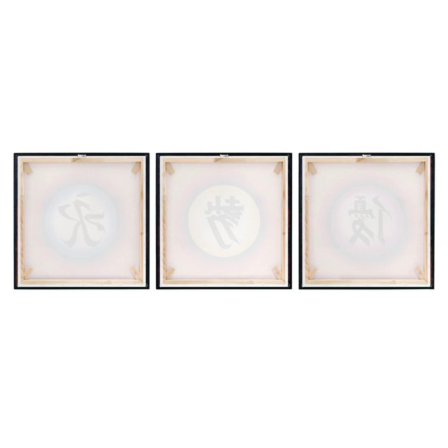 Leinwandbild 3-teilig - Chinese Signs Trio - Quadrate 1:1