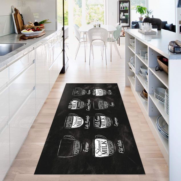 Moderner Teppich Kaffeesorten Kreidetafel