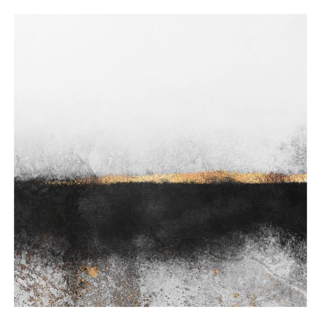 Glas Spritzschutz - Abstrakter Goldener Horizont Schwarz Weiß - Quadrat - 1:1