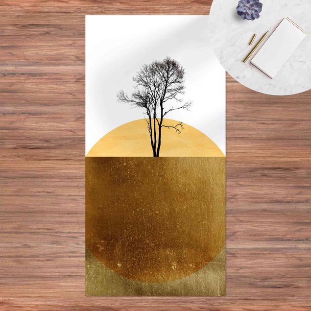 Läufer Goldene Sonne mit Baum
