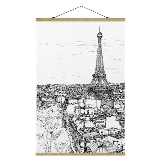 Stoffbild mit Posterleisten - Stadtstudie - Paris - Hochformat 2:3