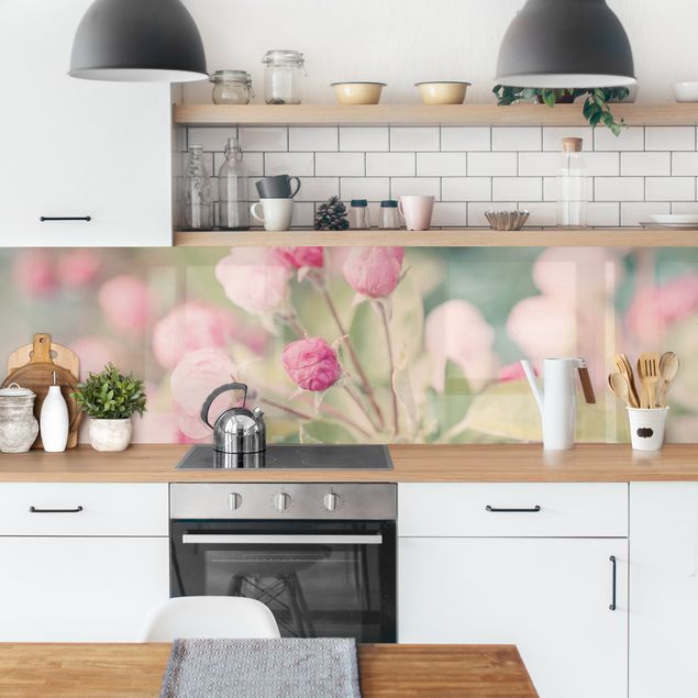 Küchenrückwand - Apfelblüte Bokeh rosa