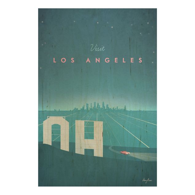 Holzbild - Reiseposter - Los Angeles - Hochformat 3:2