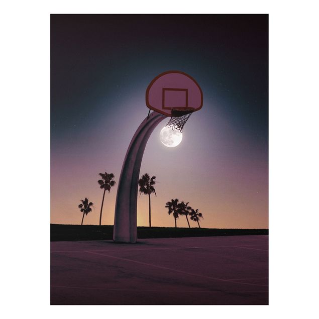 Forex Fine Art Print - Jonas Loose - Basketball mit Mond - Hochformat 4:3