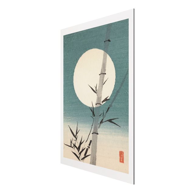 Aluminium Print gebürstet - Japanische Zeichnung Bambus und Mond - Hochformat 3:2