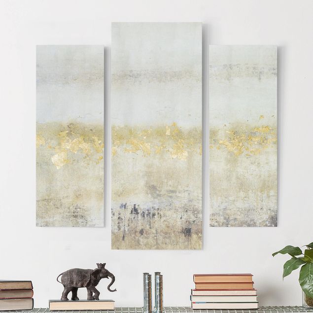 Leinwandbild 3-teilig - Goldene Farbfelder I - Galerie Triptychon