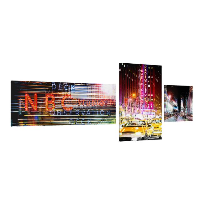Leinwandbild 3-teilig - Times Square City Lights - Collage 3