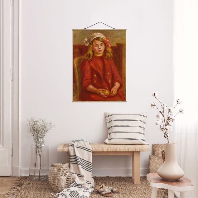 Stoffbild mit Posterleisten - Auguste Renoir - Junges Mädchen mit Orange - Hochformat 3:4