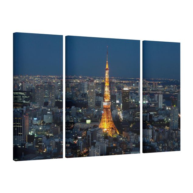 Leinwandbild 3-teilig - Tokyo Tower - Triptychon