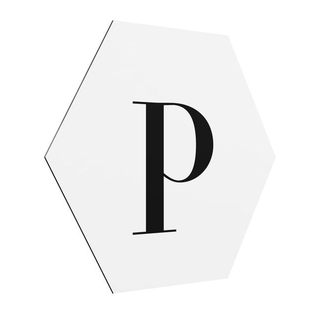 Hexagon Bild Alu-Dibond - Buchstabe Serif Weiß P