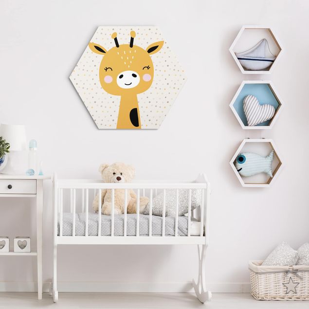 Hexagon Bild Alu-Dibond - Baby Giraffe