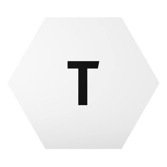 Hexagon Bild Alu-Dibond - Buchstabe Weiß T