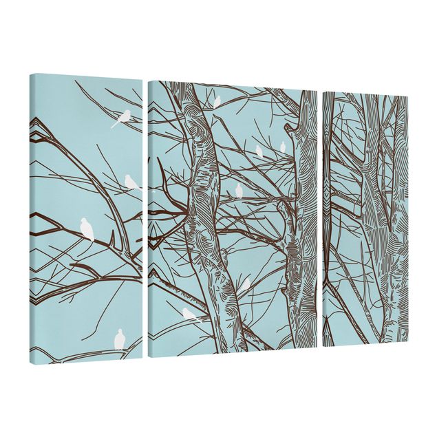 Leinwandbild 3-teilig - Winterbäume - Triptychon