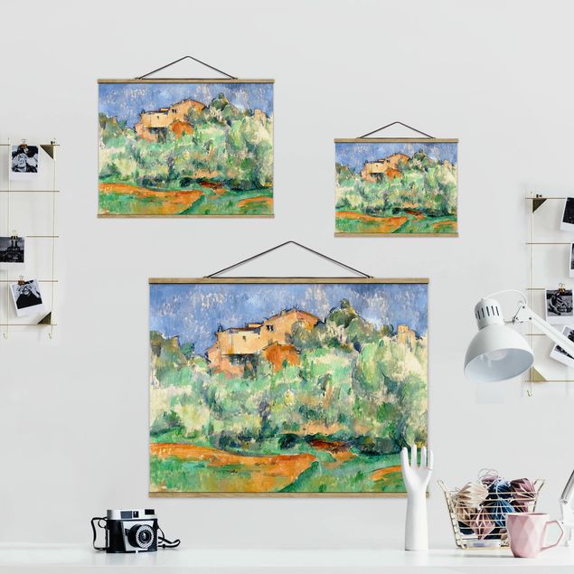 Stoffbild mit Posterleisten - Paul Cézanne - Haus auf Anhöhe - Querformat 4:3