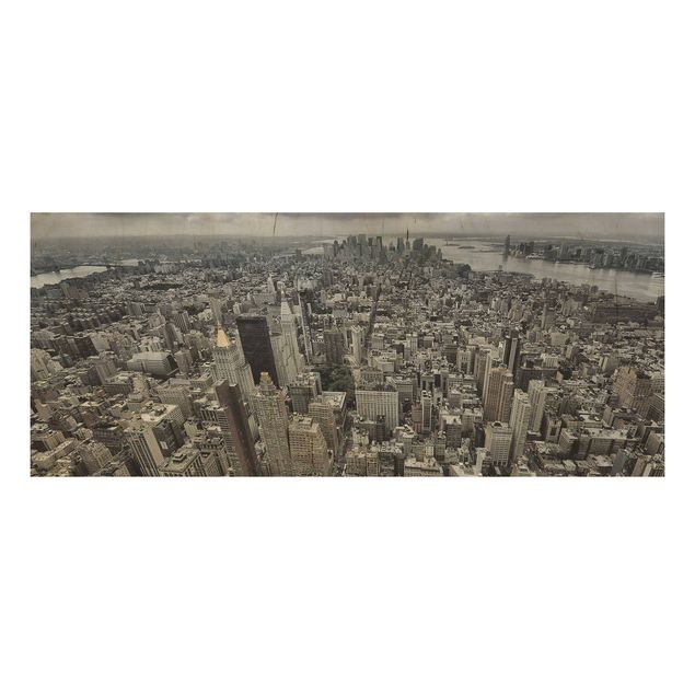 Holzbild - Blick über Manhattan - Panorama