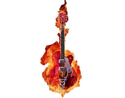 Fensterfolie - Fenstersticker No.205 Gitarre in Flammen - Fensterbilder