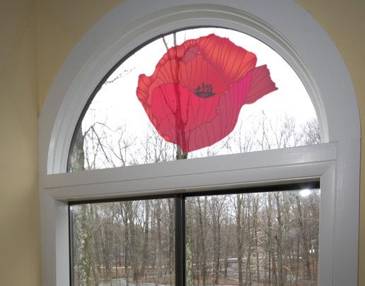 Fensterfolie - Fenstersticker No.UL618 Rote Mohnblüte - Fensterbilder