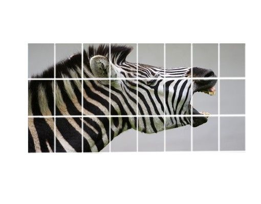Fliesenbild - Brüllendes Zebra