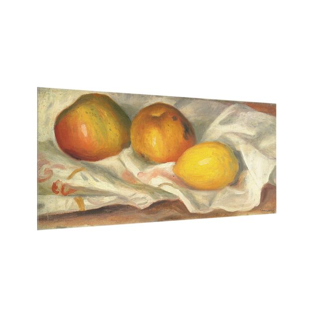 Spritzschutz Glas - Auguste Renoir - Äpfel und Zitrone - Querformat - 2:1