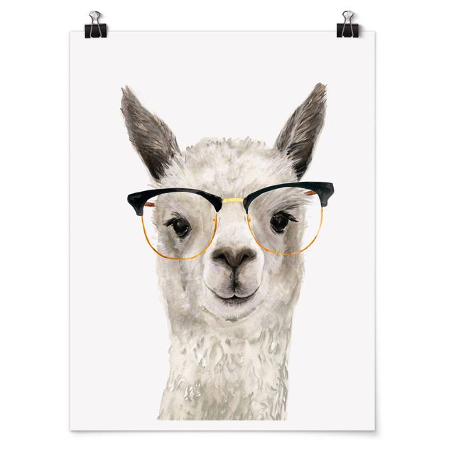 Poster - Hippes Lama mit Brille I - Hochformat 3:4