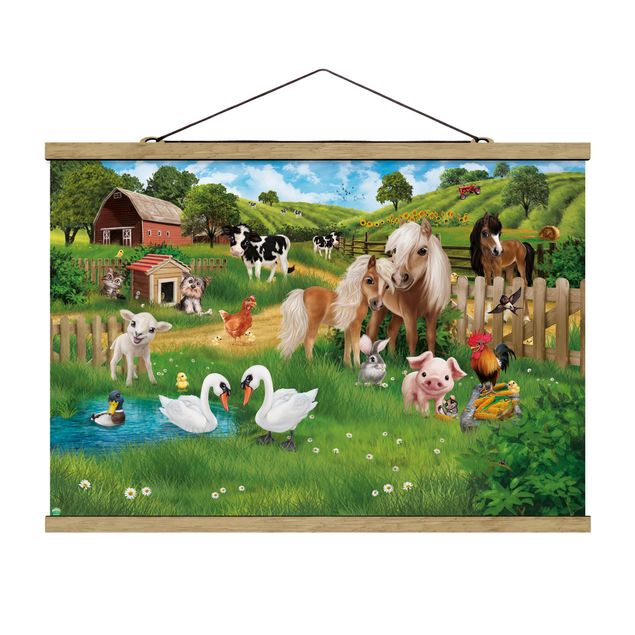 Stoffbild mit Posterleisten - Animal Club International - Tiere auf dem Bauernhof - Querformat 3:2