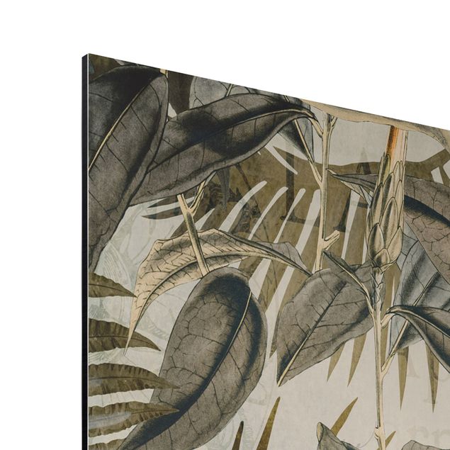 Aluminium Print gebürstet - Vintage Collage - Tukan im Dschungel - Hochformat 4:3