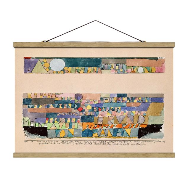 Stoffbild mit Posterleisten - Paul Klee - Der Mond - Querformat 3:2